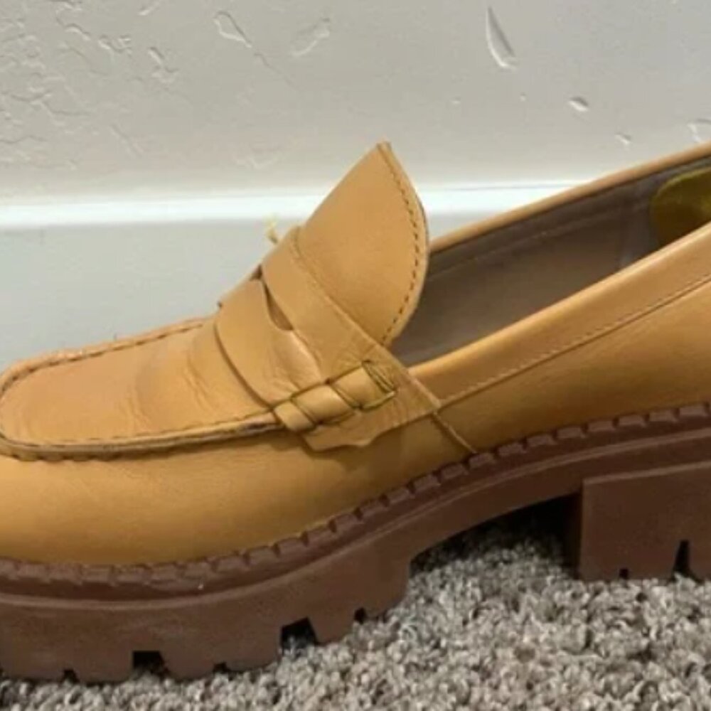 Free People Lyra Lug Sole Loafers Caramel Brown Size 38.5 - fits more like 8.5 - Picture 5 of 11